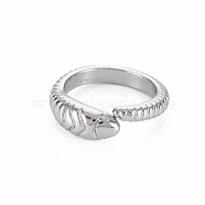 Snake Shape Rack Plating Alloy Cuff Rings, Open Rings, Cadmium Free & Lead Free, Platinum, US Size 7 1/2(17.7mm)(RJEW-Q163-010B-RS)