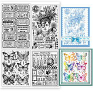 PVC Stamps, for DIY Scrapbooking, Photo Album Decorative, Cards Making, Stamp Sheets, Film Frame, Butterfly, 21x14.8x0.3cm(DIY-WH0371-0111)