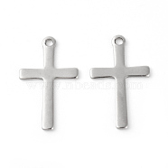 201 Stainless Steel Pendants, Cross, Stainless Steel Color, 20.5x12.5x0.8mm, Hole: 1.4mm(X-STAS-F192-062P)
