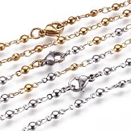 304 Stainless Steel Chain Necklaces, with Lobster Claw Clasps, Flat Round, Mixed Color, 17.9 inch(45.5cm)(STAS-P164-12)