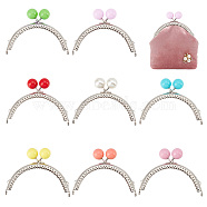 Elite 8Pcs 8 Colors Iron Kiss Lock Purse Frames, with Plastic Beads, for Coin Purse Making, Platinum, Mixed Color, 8.4x11.2x1.1cm, Hole: 1.4mm & 5x2.5mm, 1pc/color(FIND-PH0007-41)