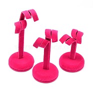Mix Iron Earring Display Stand, Jewelry Display Rack, Jewelry Tree Stand, with Wooden Base, Fuchsia, 10~15x5cm(EDIS-L001-05A)