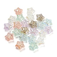 UV Plating Iridescent Acrylic Beads, with Glitter Powder, Star, Mixed Color, 19.5x20x11mm, Hole: 1.6mm(MACR-K353-14)