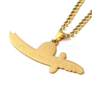 Sword Pendant Necklaces, 304 Stainless Steel Curb Chain Necklaces, Golden, 23.23 inch(59cm)(NJEW-C043-03G)