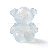 Luminous Acrylic Beads, Glitter Beads, Glow in the Dark, Bear, Light Blue, 17.5x15x10.5mm, Hole: 3mm, about 370pcs/500g(OACR-E010-24A)