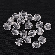 Round Shaped Transparent Acrylic Faceted Beads, Clear, 6mm in diameter, hole: 1.5mm(X-DB6mmC01)
