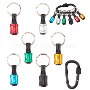 Aluminum Alloy Key Extension Bars, with Iron Carabiner, Mixed Color, 59~78x25~43x14~25mm, 7pcs/set(AJEW-WH0152-55)