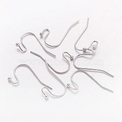 Platinum Color Brass Hook Ear Wire, Lead Free & Cadmium Free & Nickel Free, about 11mm wide, 22mm long, 0.75mm thick(X-J0JQN062)