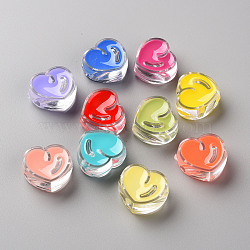 Transparent Enamel Acrylic Beads, Heart, Mixed Color, 20x21.5x9mm, Hole: 3.5mm(X-TACR-S155-004)