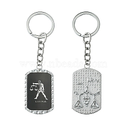 Alloy Enamel Keychain, with with Acrylic and Iron Findings, Constellation, Libra, 10.5cm(KEYC-YW00022-09)