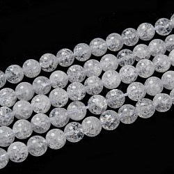 Natural Crackle Quartz Beads Strands, Round, 8mm, Hole: 1mm, about 45~48pcs/strand, 14.9 inch~15.1 inch(X-G-D840-01-8mm)