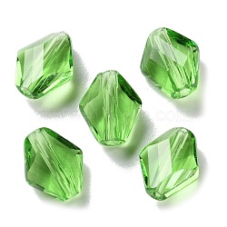 K9 Glass, Imitation Austrian Crystal Beads, Faceted, Rhombus, Lime Green, 10x8x4mm, Hole: 1.4mm(GLAA-R001-01C)