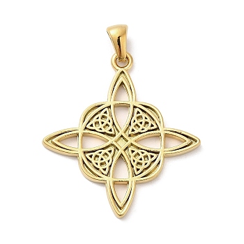 304 Stainless Steel Pendants, Witches Knot Wiccan Symbol, Golden, 33.5x30x2mm, Hole: 6x3.5mm