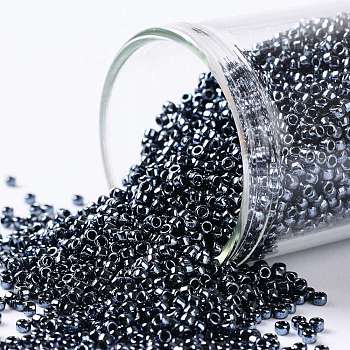 TOHO Round Seed Beads, Japanese Seed Beads, (81) Metallic Hematite, 15/0, 1.5mm, Hole: 0.7mm, about 3000pcs/10g