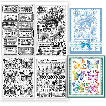 PVC Stamps, for DIY Scrapbooking, Photo Album Decorative, Cards Making, Stamp Sheets, Film Frame, Butterfly, 21x14.8x0.3cm