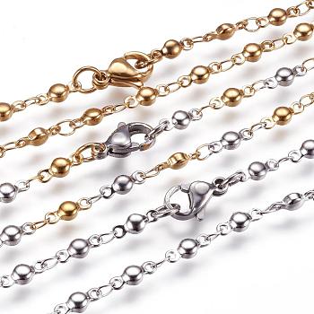 304 Stainless Steel Chain Necklaces, with Lobster Claw Clasps, Flat Round, Mixed Color, 17.9 inch(45.5cm)