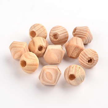 Unfinished Wood Beads, Natural Wooden Beads, Bicone, Lead Free, Moccasin, 16x15mm, Hole: 5mm