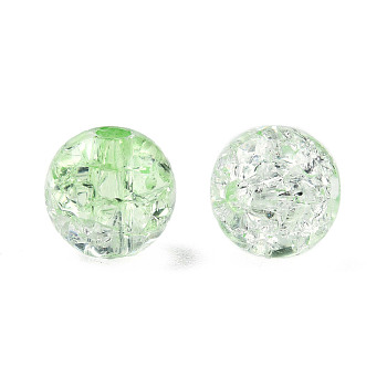 Transparent Crackle Acrylic Beads, Round, Light Green, 10mm, Hole: 2mm, about 943pc/500g