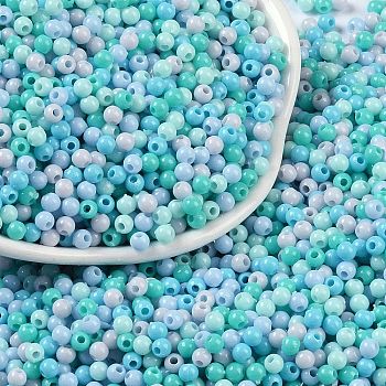Opaque Acrylic Beads, Round, Dark Turquoise, 3mm, Hole: 1mm