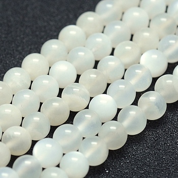 Natural White Moonstone Beads Strands, Grade A-, Round, 8mm, Hole: 1mm, about 49pcs/strand, 15.5 inch(39.5cm)