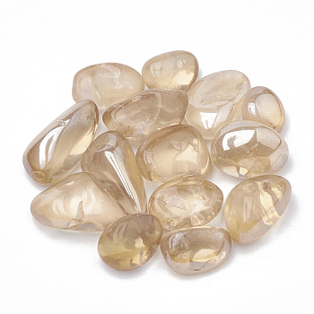 Vacuum Plating Natural Quartz Crystal Beads, Tumbled Stone, No Hole/Undrilled, Nuggets, Antique White, 15~35x9~25x6~25mm, about 130pcs/1000g.