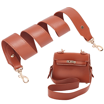 PU Leather Bag Straps, with Alloy Swivel Eye Bolt Snap Hooks, Golden, Sienna, 92x3.55cm