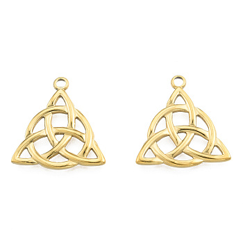 Ion Plating(IP) 201 Stainless Steel Pendants, Trinity Knot, Real 18K Gold Plated, 27x25.5x2.5mm, Hole: 2.5mm