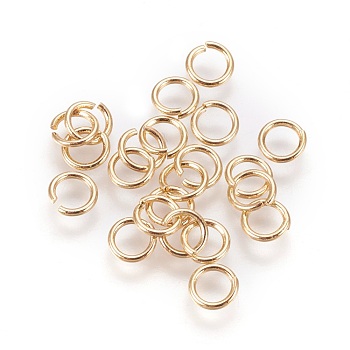 Long-Lasting Plated Brass Open Jump Rings, Golden, 5x0.7mm, 21 Gauge