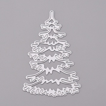 Christmas Tree Frame Carbon Steel Cutting Dies Stencils, for DIY Scrapbooking/Photo Album, Decorative Embossing DIY Paper Card, Matte Platinum Color, 75x46x1mm