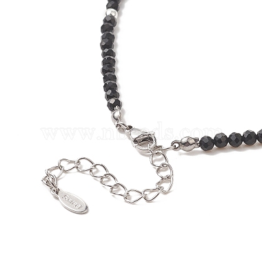 Clear Cubic Zirconia Moon Pendant Necklace with Natural Black Onyx Beaded Chains for Women(NJEW-JN04271-01)-3