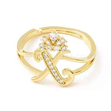 Clear Cubic Zirconia Initial Letter with Crown Adjustable Ring(RJEW-M139-17X)-2