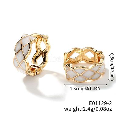 White Ring Brass Stud Earrings