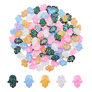 Resin Beads, Imitation Opal, Hologram Style, Dyed, Hamsa Hand/Hand of Fatima /Hand of Miriam, Mixed Color, 14x12x3mm, Hole: 1mm, 5 colors, 30pcs/color, 150pcs/box(RESI-PH0001-16)