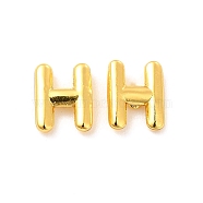 Brass Hollow Out Initial Letter Stud Earrings for Women, Real 18K Gold Plated, Lead Free & Cadmium Free, Letter.H, 7x5.5x1.5mm, Pin: 0.8mm(EJEW-A044-01G-H)