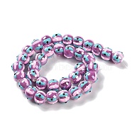 Handmade Porcelain Beads Strands, with Enamel, Round, Purple, 10~11x9mm, Hole: 1.5mm, about 35pcs/strand, 12.80 inch(32.5cm)(PORC-L078-01I)