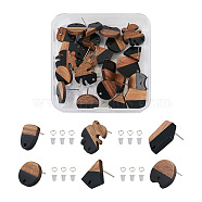 DIY Two Tone Earring Making Kit, Including Opaque Resin & Walnut Wood Stud Earring Findings, Iron Jump Rings, Plastic Ear Nuts, Mixed Color, 124Pcs/box(DIY-BY0001-39)