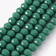 Opaque Solid Color Glass Beads Strands, Faceted, Rondelle, Light Sea Green, 8x6mm, Hole: 1mm, about 72pcs/strand, 16.14 inch(41cm)(EGLA-A034-P8mm-D19)