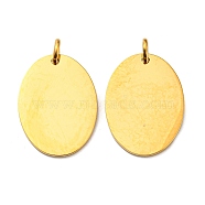 304 Stainless Steel Stamping Blank Tag Pendants, with Jump Ring, Oval Charm, Real 14K Gold Plated, 24.5x18x1.5mm, Hole: 4mm(STAS-L022-182G)