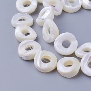 Shell Beads Strands, Donut, 15~15.3x15~15.7x4.8~8.6mm, Hole: 0.8mm, about 26pcs/strand, 15.5 inch(39.5cm)(SSHEL-E571-24)