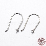 925 Sterling Silver Earring Hook Findings, Silver, Tray: 3mm, 18mm, 20 Gauge, Pin: 0.8mm, about 47pairs/20g(STER-M102-03S-3mm)