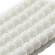 Opaque Glass Beads Strands, Barrel, White, 8x6mm, Hole: 1.6mm, about 61~62pcs/strand, 14.84''~15.16''(37.7~38.5cm)(GLAA-NH0002-B05)