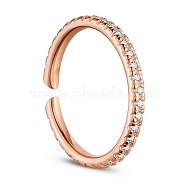 SHEGRACE Simple Design 925 Sterling Silver Cuff Rings, Open Rings, Micro Pave Grade AAA Cubic Zirconia, Rose Gold, Size 8, 18mm(JR109B)