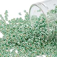 TOHO Round Seed Beads, Japanese Seed Beads, (PF570) PermaFinish Light Green Lime Metallic, 11/0, 2.2mm, Hole: 0.8mm, about 1110pcs/10g(X-SEED-TR11-PF0570)