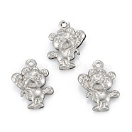 316 Surgical Stainless Steel Pendants, Bear, Stainless Steel Color, 17x13x4mm, Hole: 1.2mm(STAS-C026-18P)