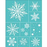 Self-Adhesive Silk Screen Printing Stencil, for Painting on Wood, DIY Decoration T-Shirt Fabric, Turquoise, Rectangle, Snowflake Pattern, 28x22cm(DIY-WH0338-025)