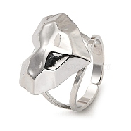 304 Stainless Steel Open Cuff Rings, Hammered Heart, Stainless Steel Color, Inner Diameter: 17mm(RJEW-Z018-18P)