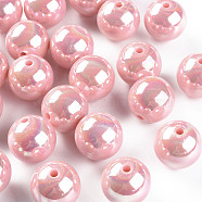 Opaque Acrylic Beads, AB Color Plated, Round, Pearl Pink, 20x19mm, Hole: 2~3mm, about 111pcs/500g(MACR-S370-D20mm-A01)