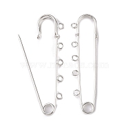 5-Holes Iron Kilt Pins, Silver Color Plated, 75x21mm, Hole: 3mm(IFIN-E352-2)