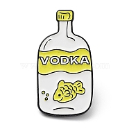 Bottle & Fish & Word Vodka Enamel Pins, Electrophoresis Black Alloy Brooch for Backpack Clothes, Yellow, 30.5x15.5x2mm(JEWB-P020-B04)