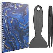 Sticker Collecting Loose-leaf A5 Spiral Bound Notebook, Hand Account Release Paper, with Plastic Scrapers & Anti-Static Beading Tweezers, Midnight Blue, 210x153x4.5~13mm, 32 pages/book, 1 book(AJEW-CP0007-84D)